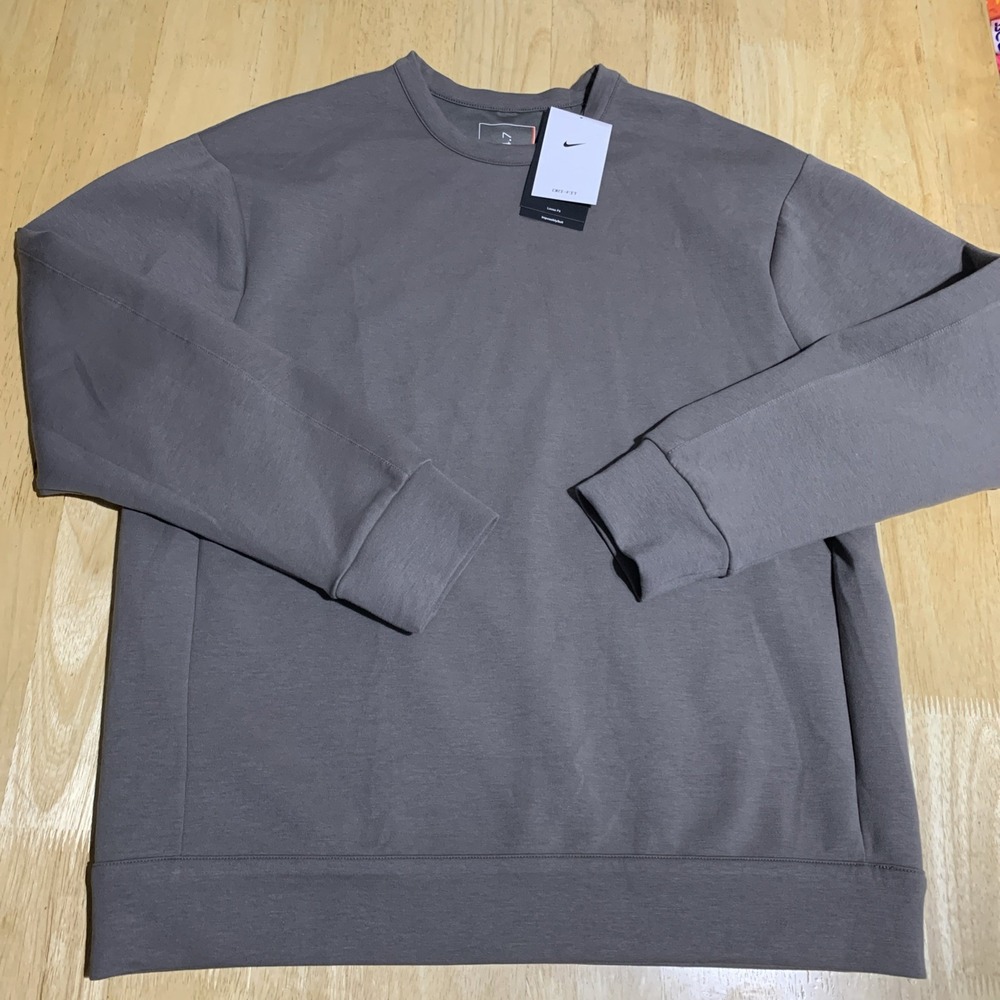 Nike 24.7 ImpossiblySoft Dri-FIT Crewneck Sweatshirt Gray Men HQ6964-289 Sz L